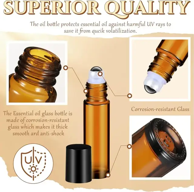 Amber Glass Roll-On Bottles view 2