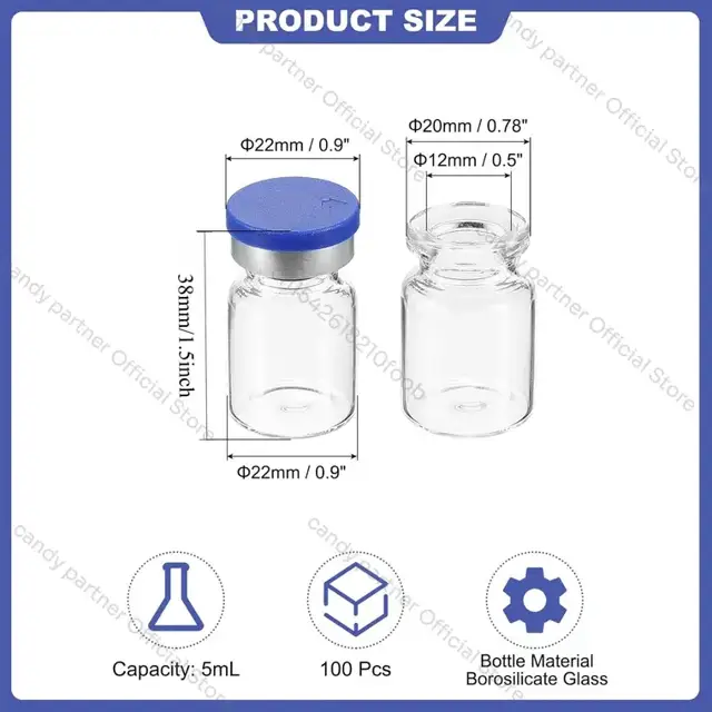 Glass Sample Vials with Stoppers view 2