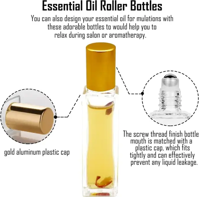 Square Glass Roll-On Bottles view 2