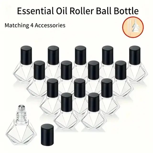 Diamond-Shaped Glass Roll-On Bottles