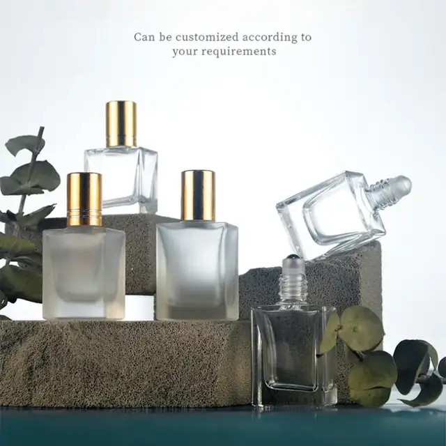 Frosted Square Glass Roll-On Bottles view 2