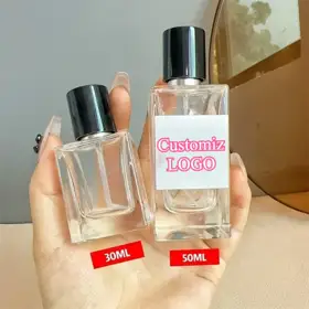 Square Glass Perfume Spray Bottles view 1