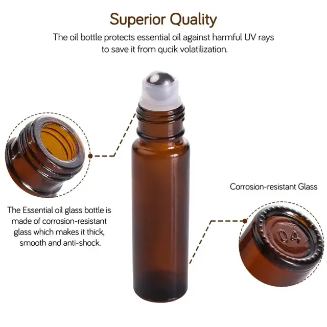 Amber Glass Roll-On Bottles view 2