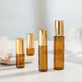 Amber Glass Roll-On Bottles view 1