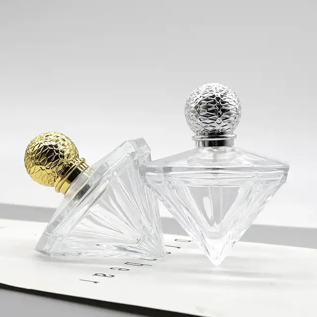 Diamond-Shaped Glass Perfume Spray Bottles