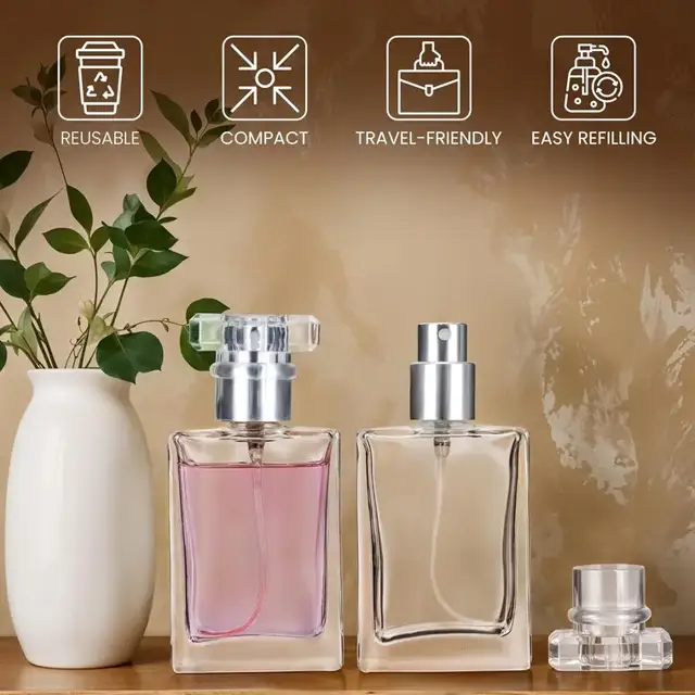 Square empty perfume spray bottles view 2