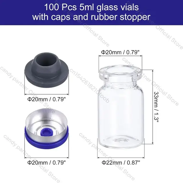 Glass Sample Vials with Stoppers view 2