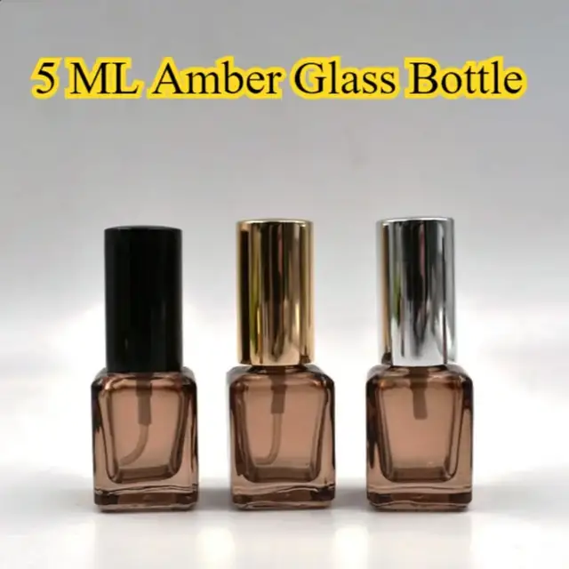 Amber Square Glass Sample Spray Bottles