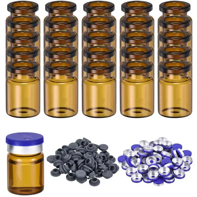 Amber Glass Sample Vials with Stoppers