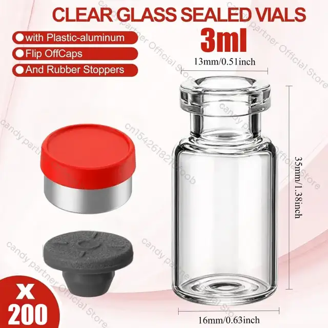 Glass Sample Vials with Stoppers view 2
