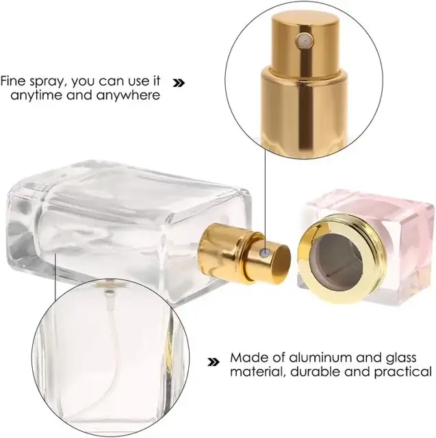 Square Glass Perfume Spray Bottles view 2