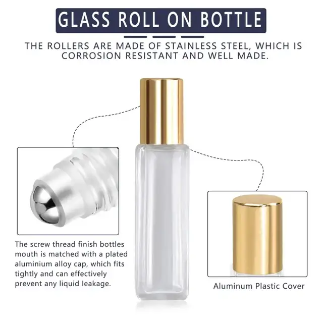 Square Glass Roll-On Bottles view 2