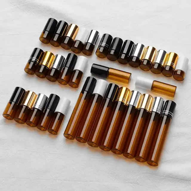 Amber Glass Roll-On Bottles view 2